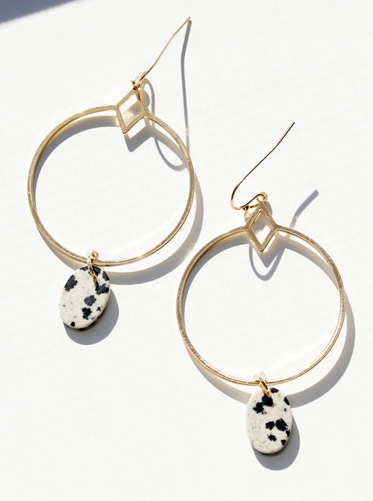 Oval Shape Semi-Precious Stone Drop Dangle Earrings