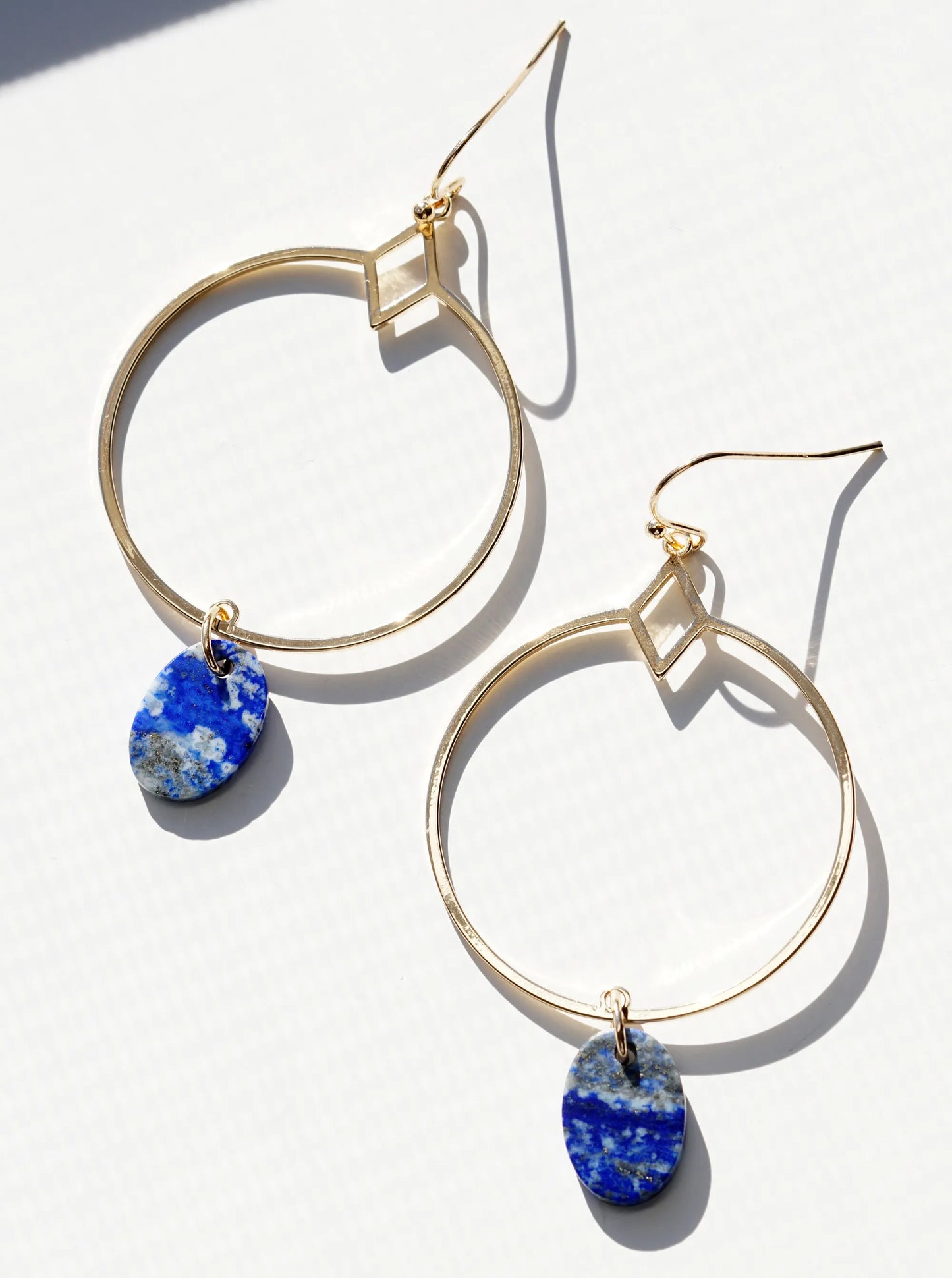Oval Shape Semi-Precious Stone Drop Dangle Earrings