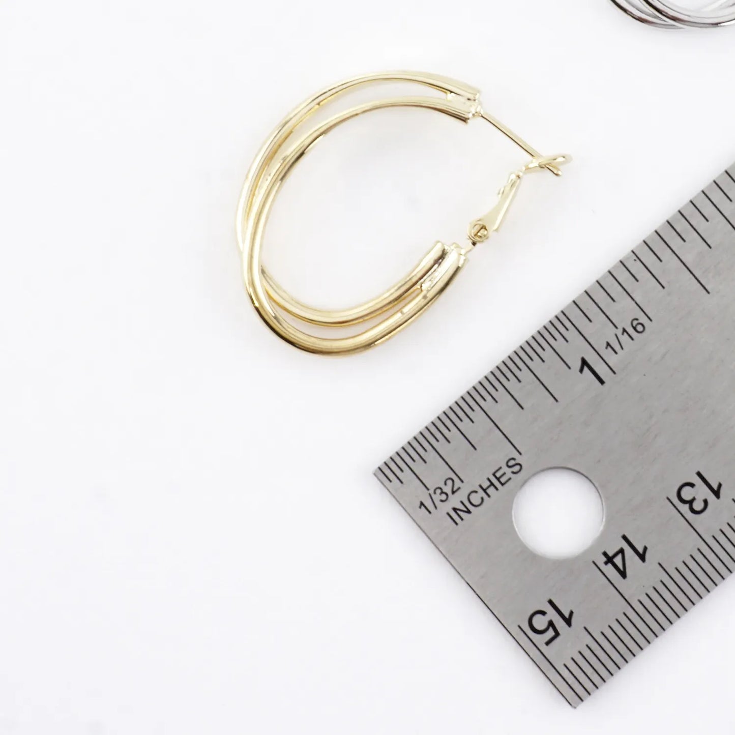 Oval Shaped Double Hoop Brass Earrings