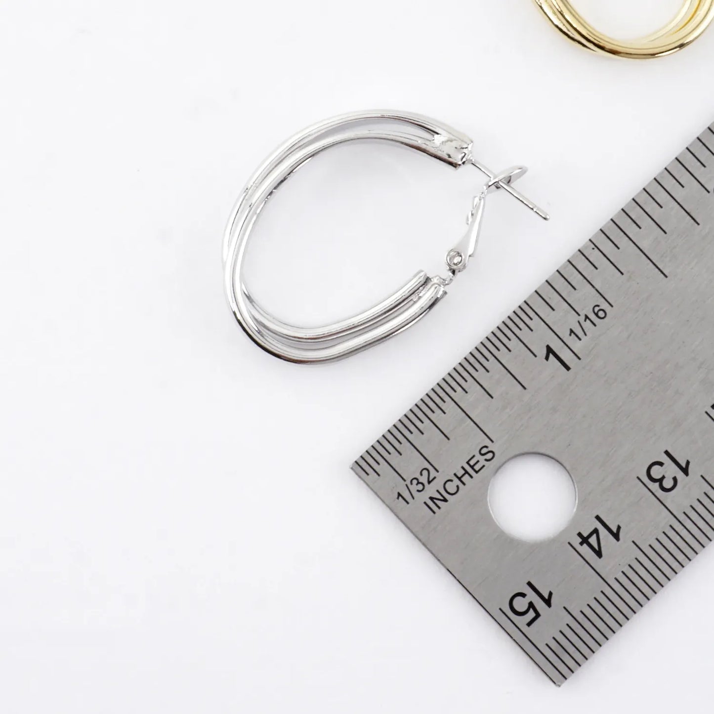 Oval Shaped Double Hoop Brass Earrings