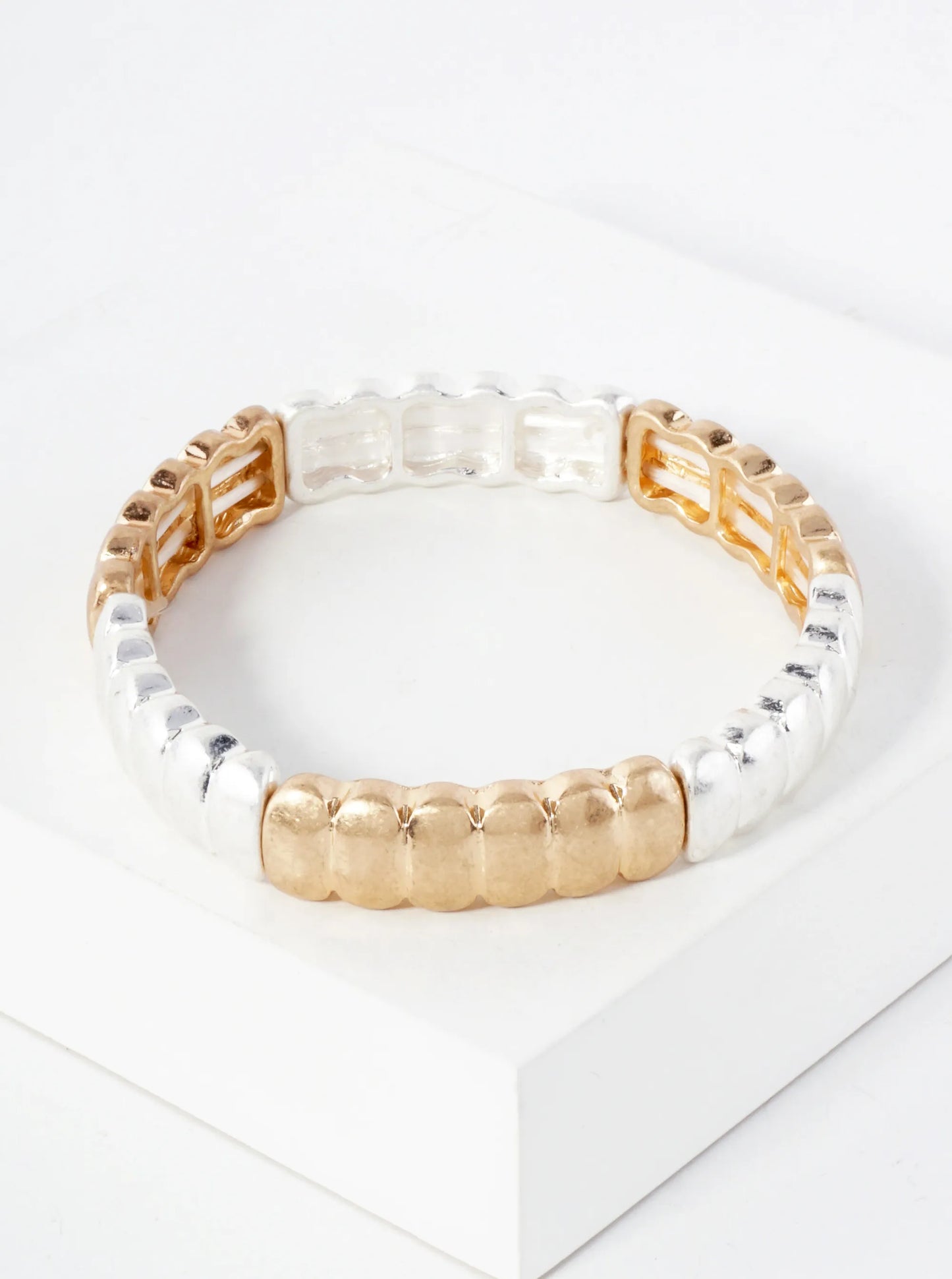 Oval-Shaped Metal Stretch Bangle Bracelet