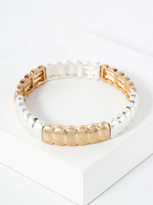 Oval-Shaped Metal Stretch Bangle Bracelet