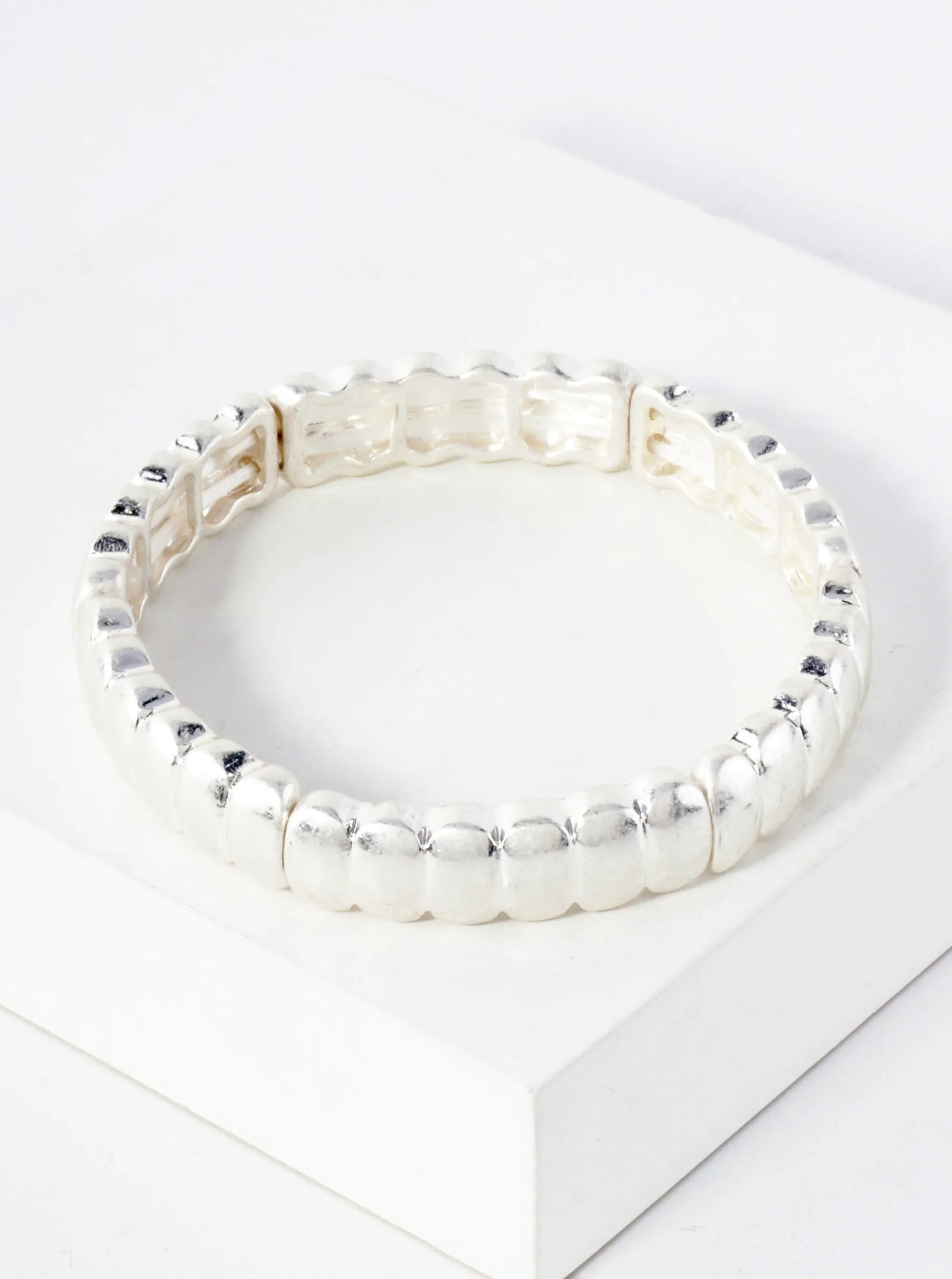 Oval-Shaped Metal Stretch Bangle Bracelet