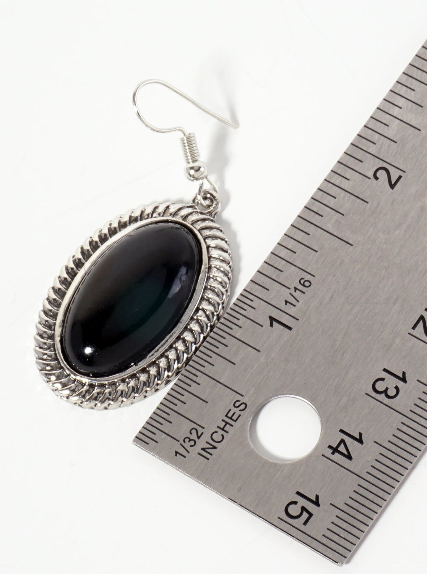 Oval-Shaped Semi-Precious Natural-Stone Western Dangle Earrings