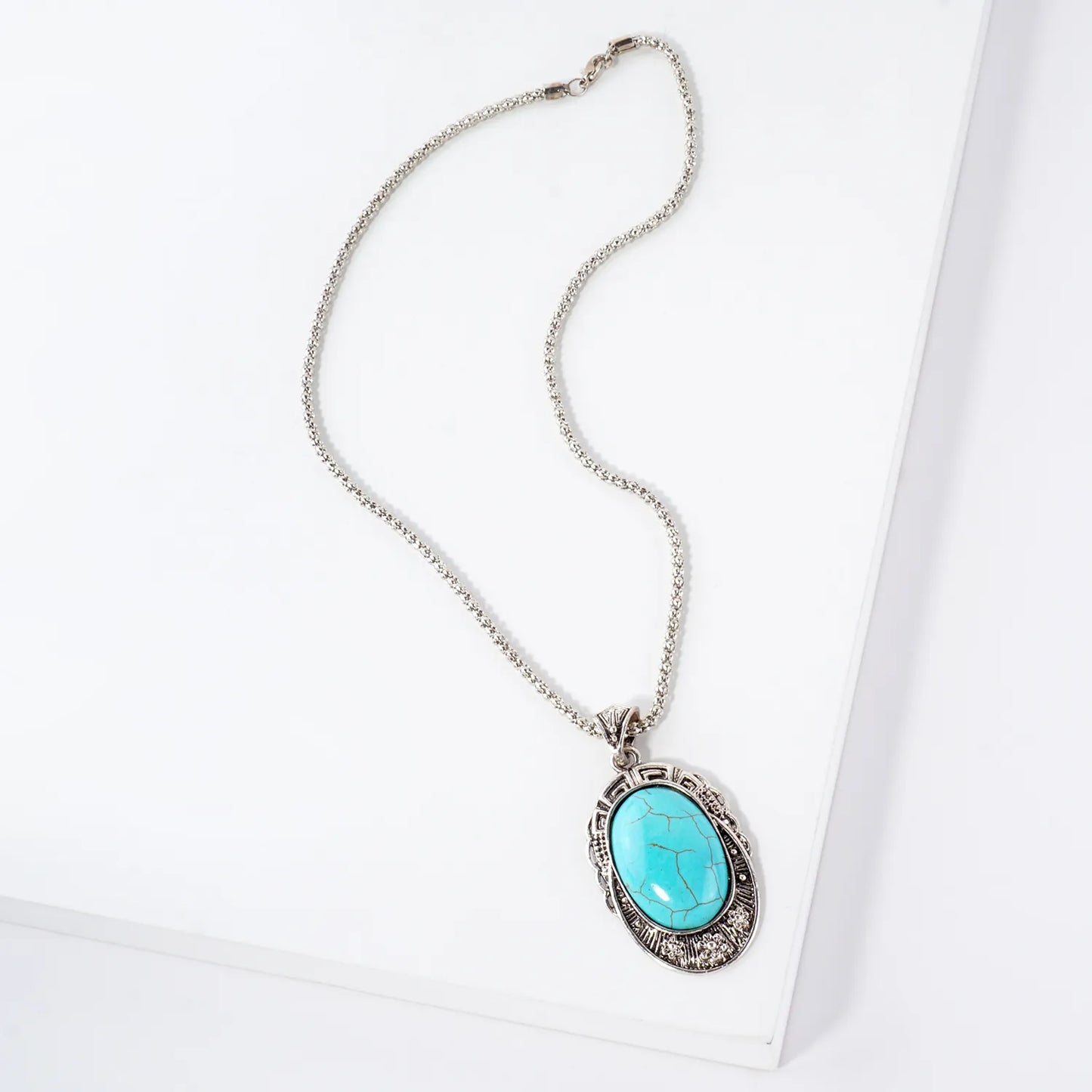 Oval Turquoise Pendant 19-Inch Necklace