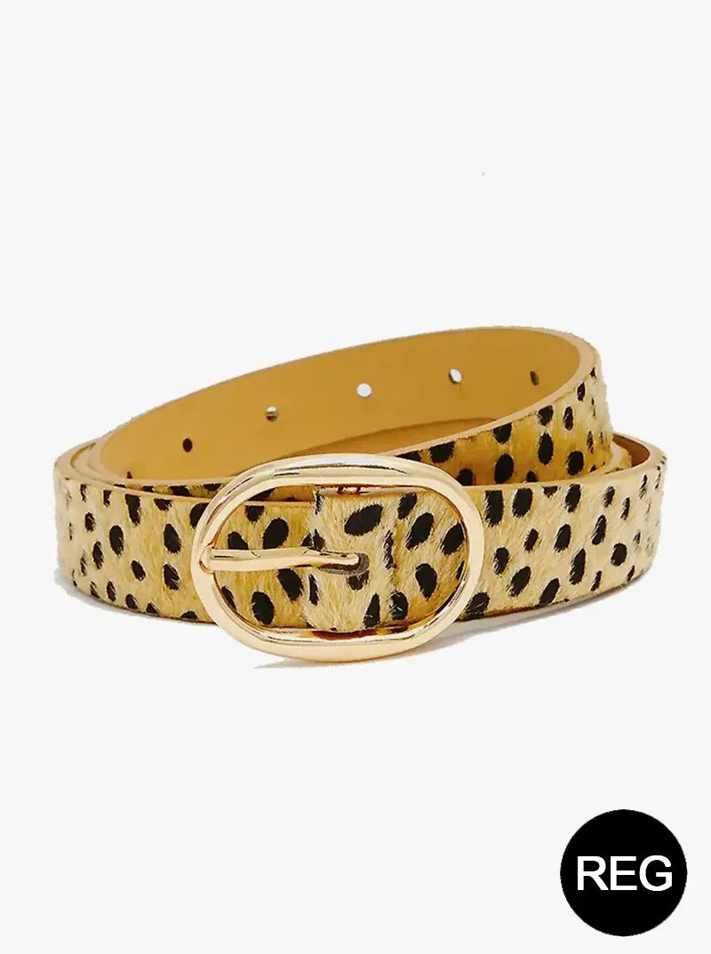 Oval Metal Buckle Leatherette Everyday Belt