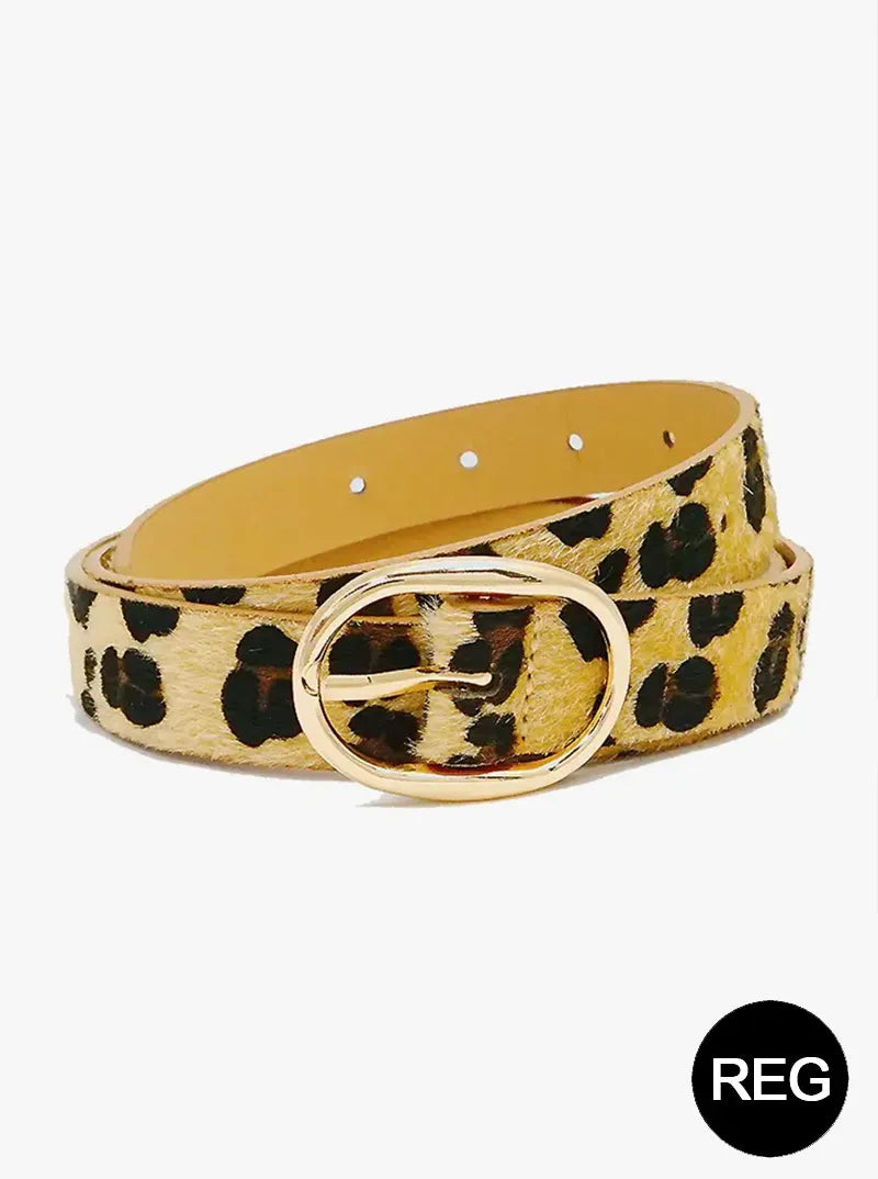 Oval Metal Buckle Leatherette Everyday Belt