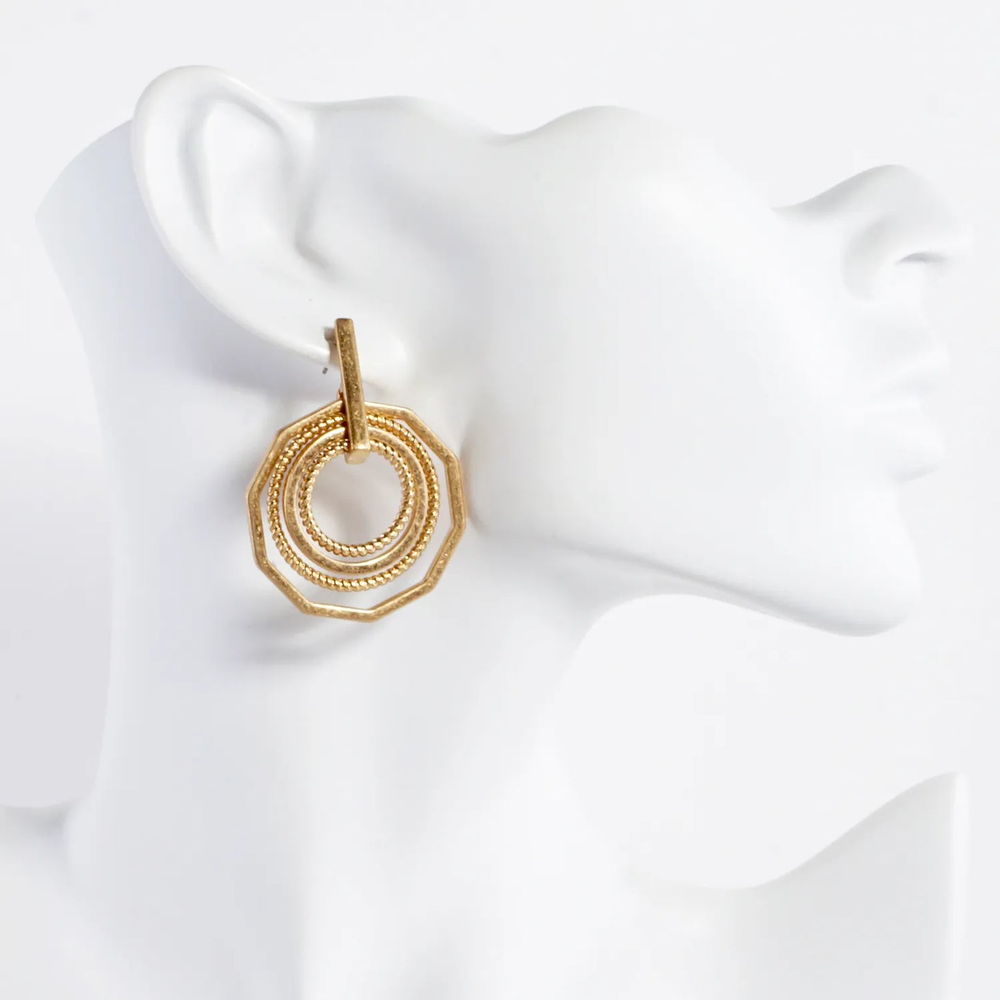 Overlapped Circles Decagon Drop Geometric Earrings