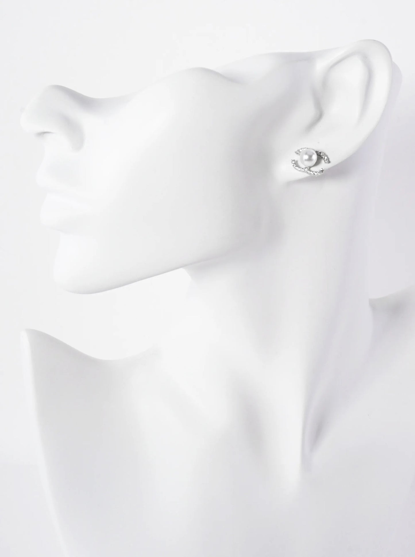 Overlapping C-Shaped Pave-Set CZ 14K-Gold-Dipped Stud Earrings