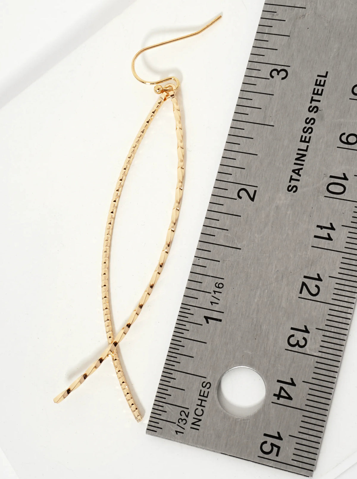 Overlapping Two Textured Curved Bar Dangle Drop Earrings
