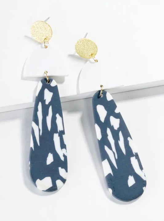 Oversized Geometric Clay Drop Dangle Post Earrings
