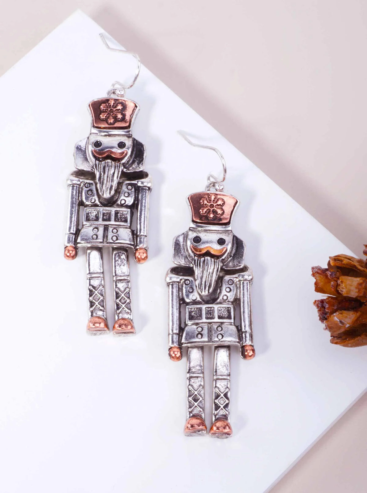 Oxidized Nutcracker Whimsical Drop Earrings