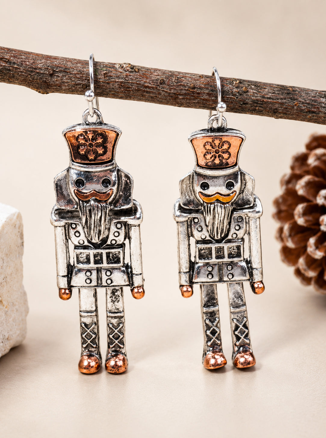 Oxidized Nutcracker Whimsical Drop Earrings