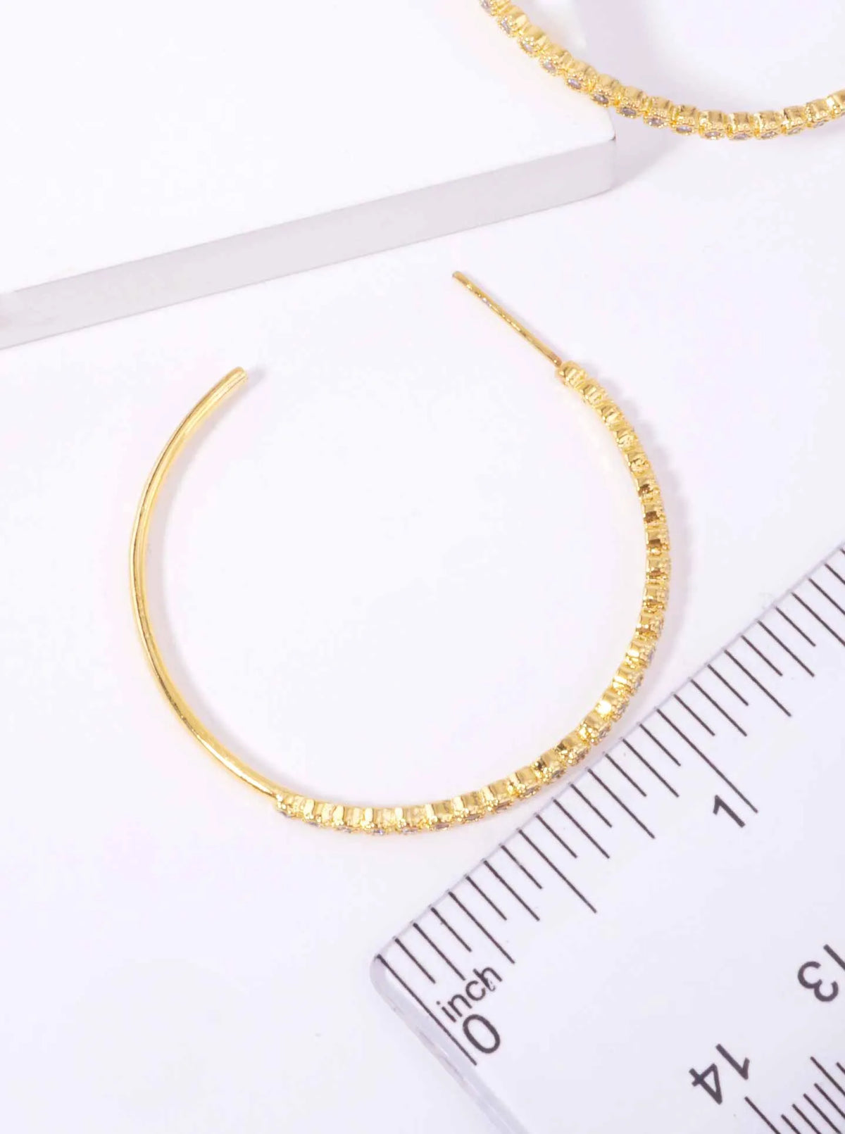 18K Gold-Dipped 40mm Hoop Earrings With CZ
