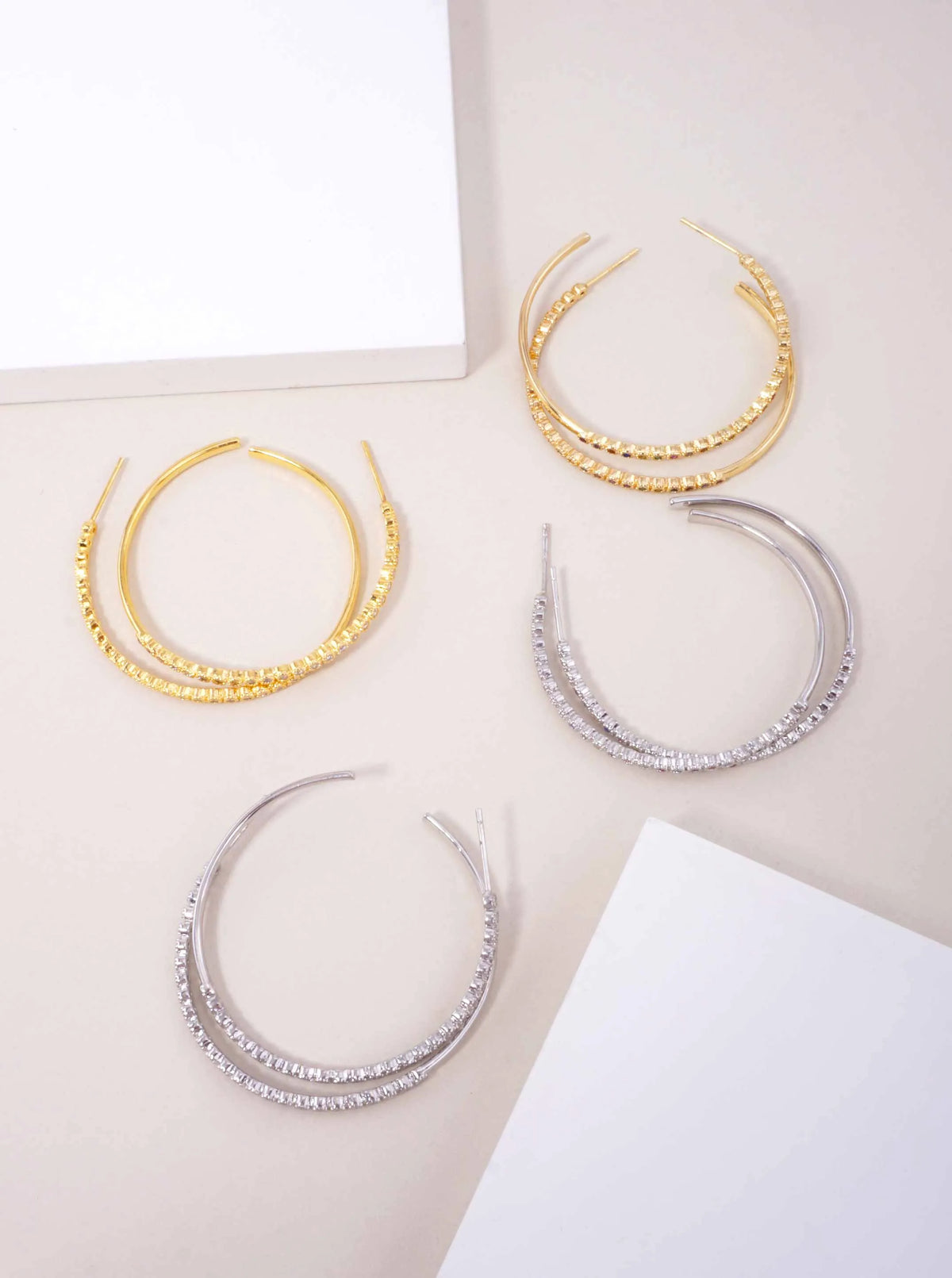 18K Gold-Dipped 40mm Hoop Earrings With CZ