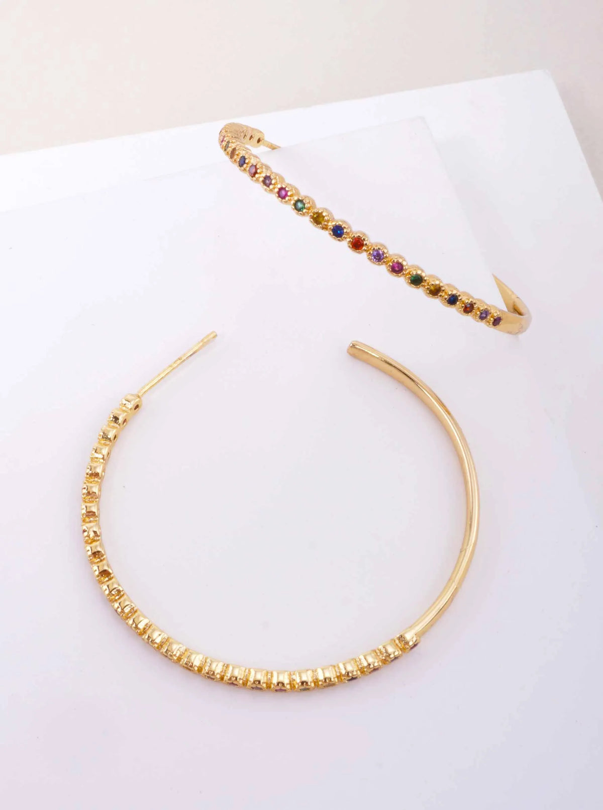 18K Gold-Dipped 40mm Hoop Earrings With CZ