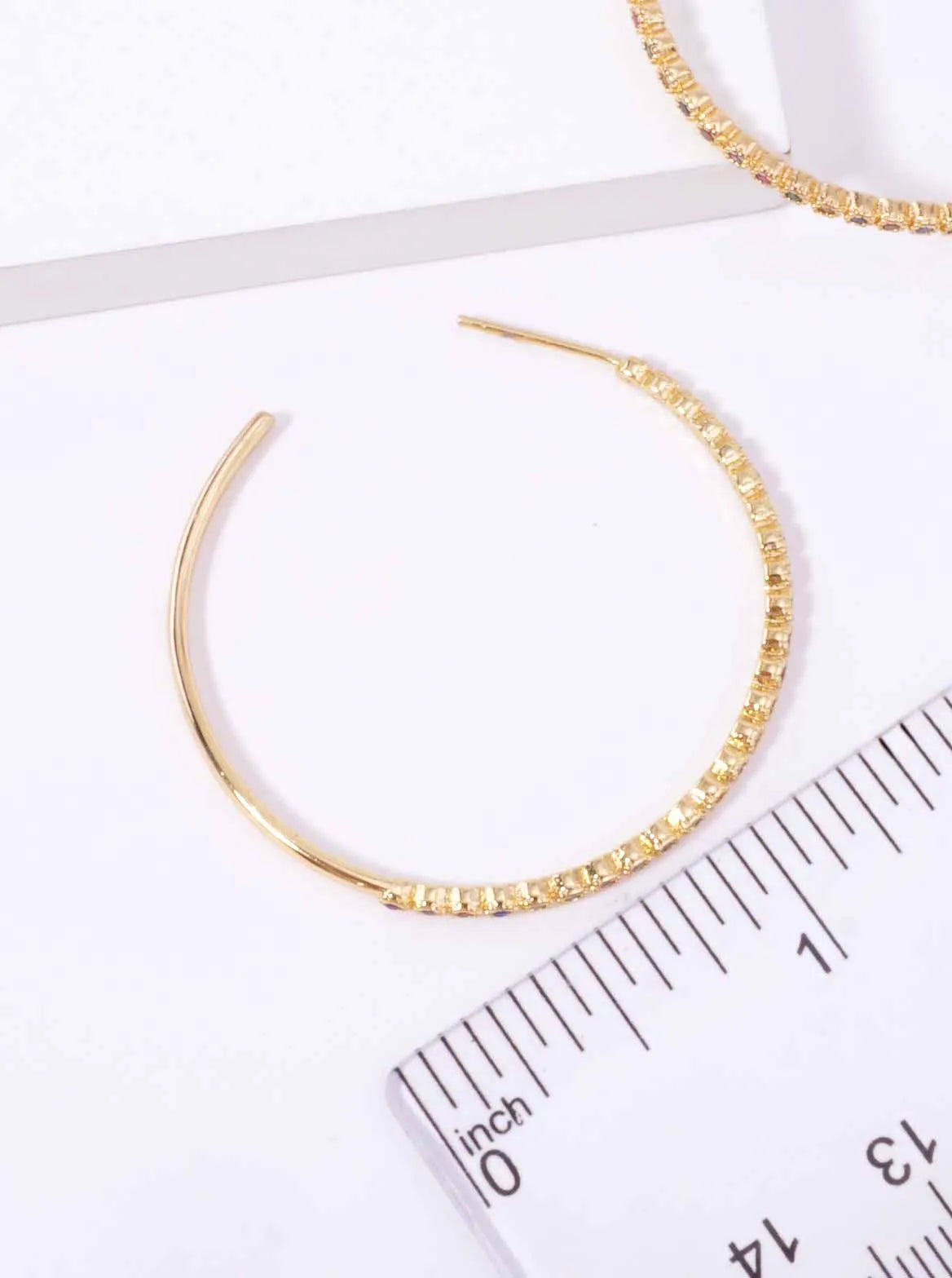 18K Gold-Dipped 40mm Hoop Earrings With CZ