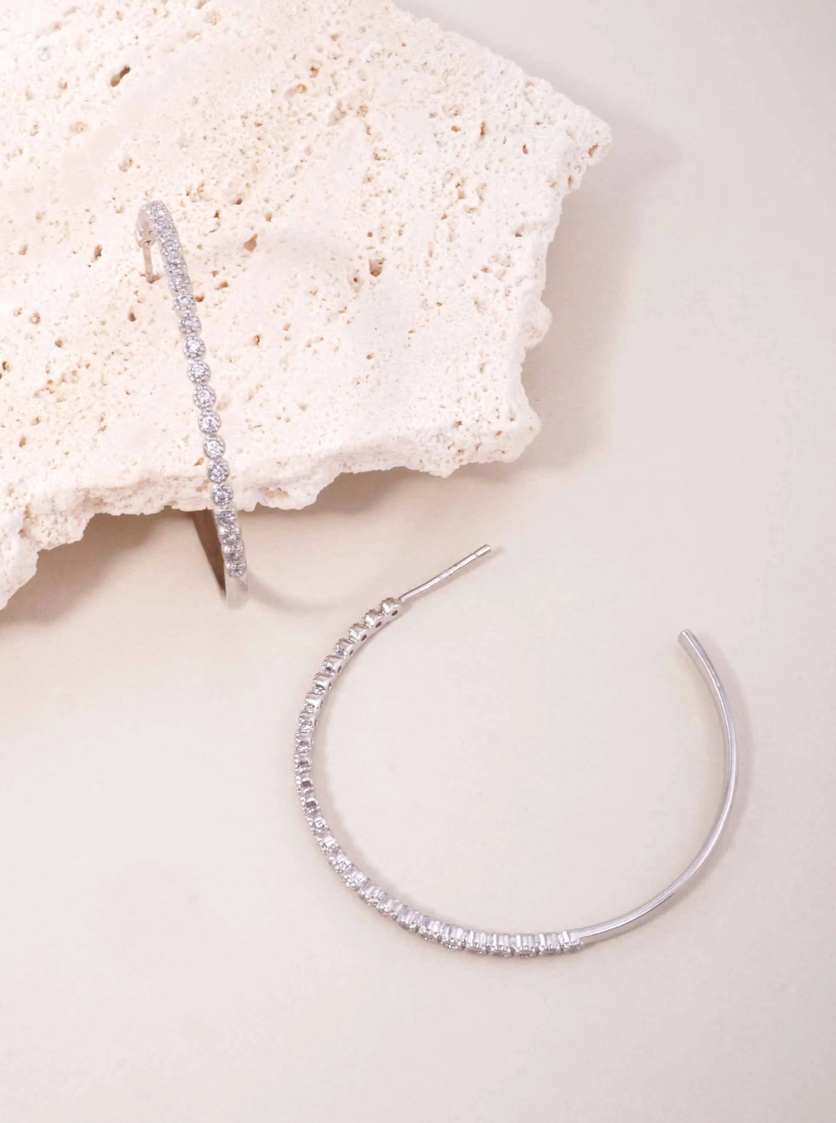 18K Gold-Dipped 40mm Hoop Earrings With CZ