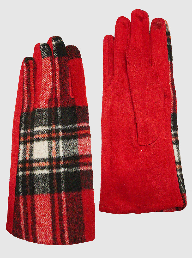 PLAID SUEDE TOUCHSCREEN COMPATIBLE GLOVES