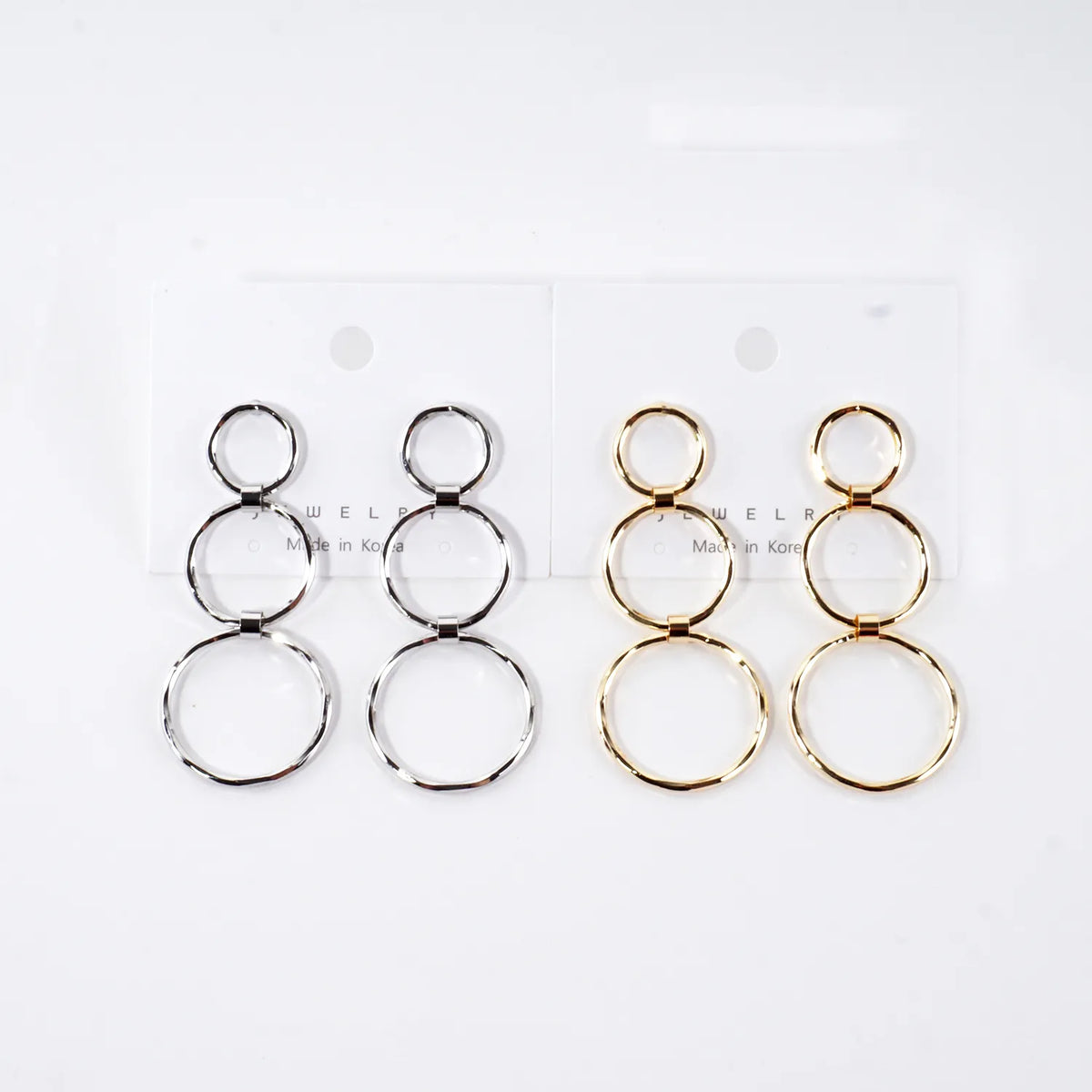 PPF 3 Shiny Circles Drop Earrings