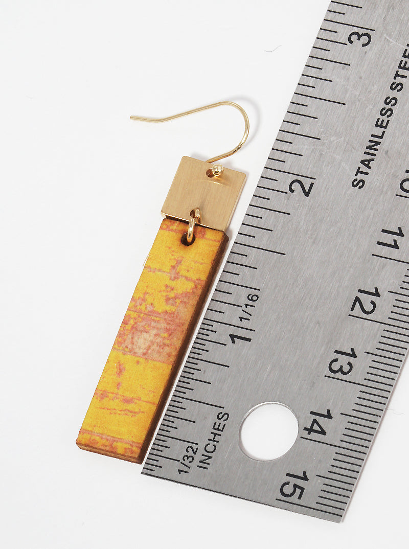 Painted Wood Bar Dangle Drop Earrings