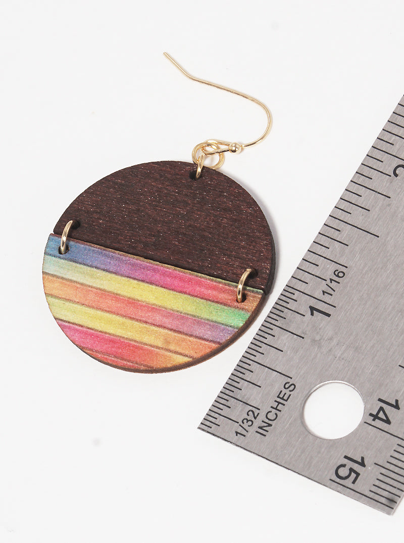 Painted Wood Dangle Drop Earrings