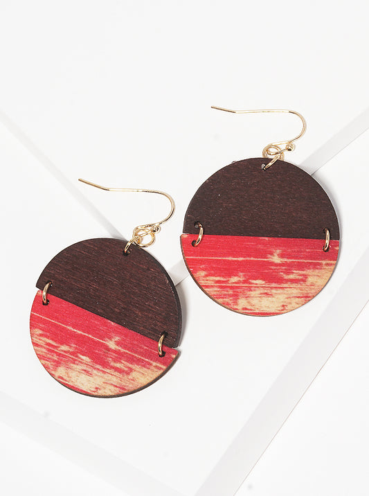 Painted Wood Dangle Drop Earrings