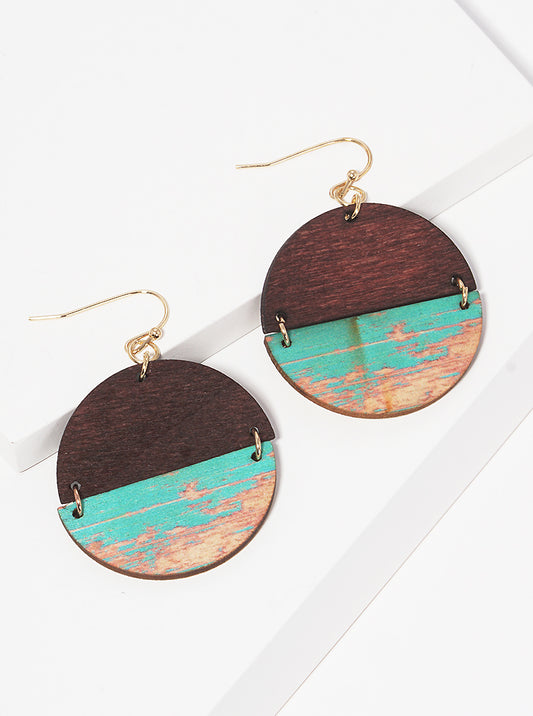 Painted Wood Dangle Drop Earrings
