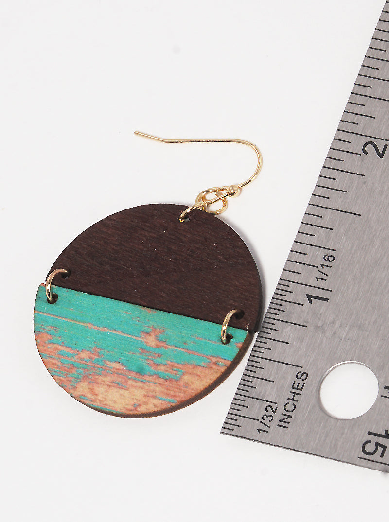 Painted Wood Dangle Drop Earrings