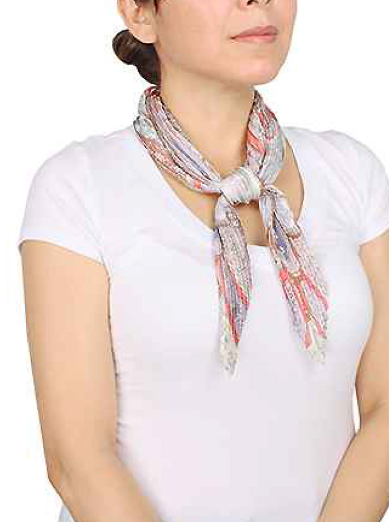 Paisley Print Pleated Polyester Scarf