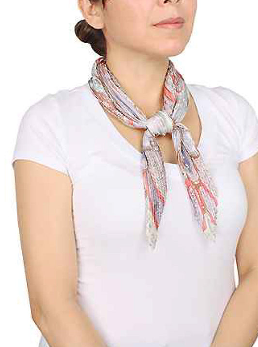 Paisley Print Pleated Polyester Scarf