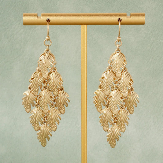 Palm Leaves Cluster Diamond Shape Dangle Earrings