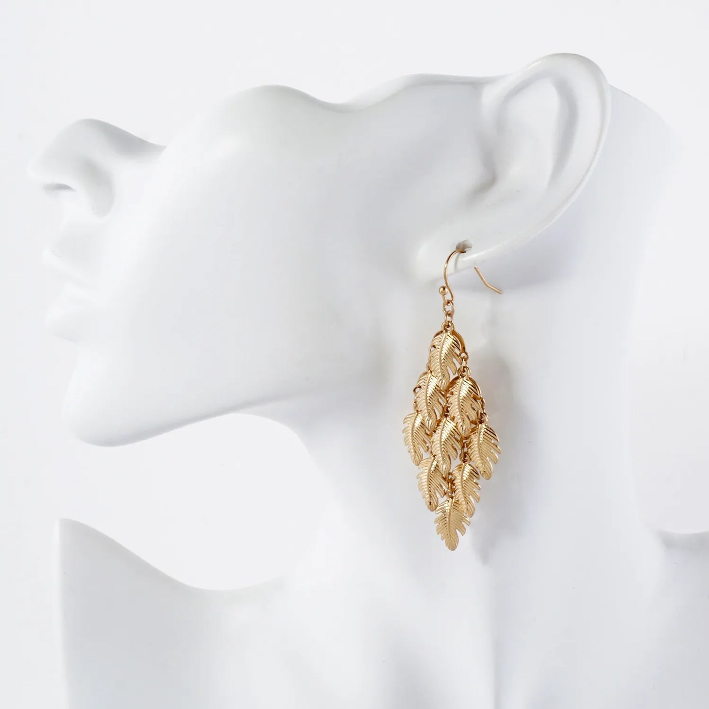 Palm Leaves Cluster Diamond Shape Dangle Earrings