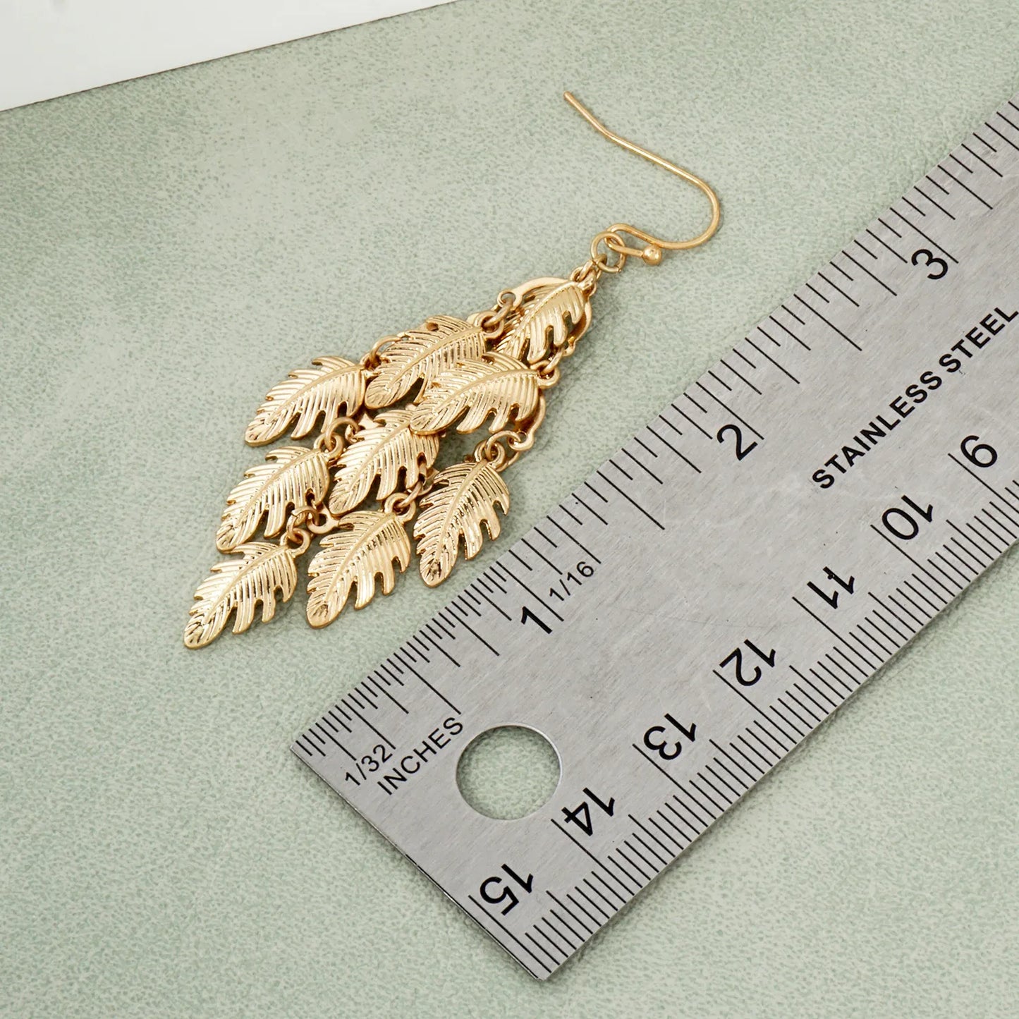 Palm Leaves Cluster Diamond Shape Dangle Earrings