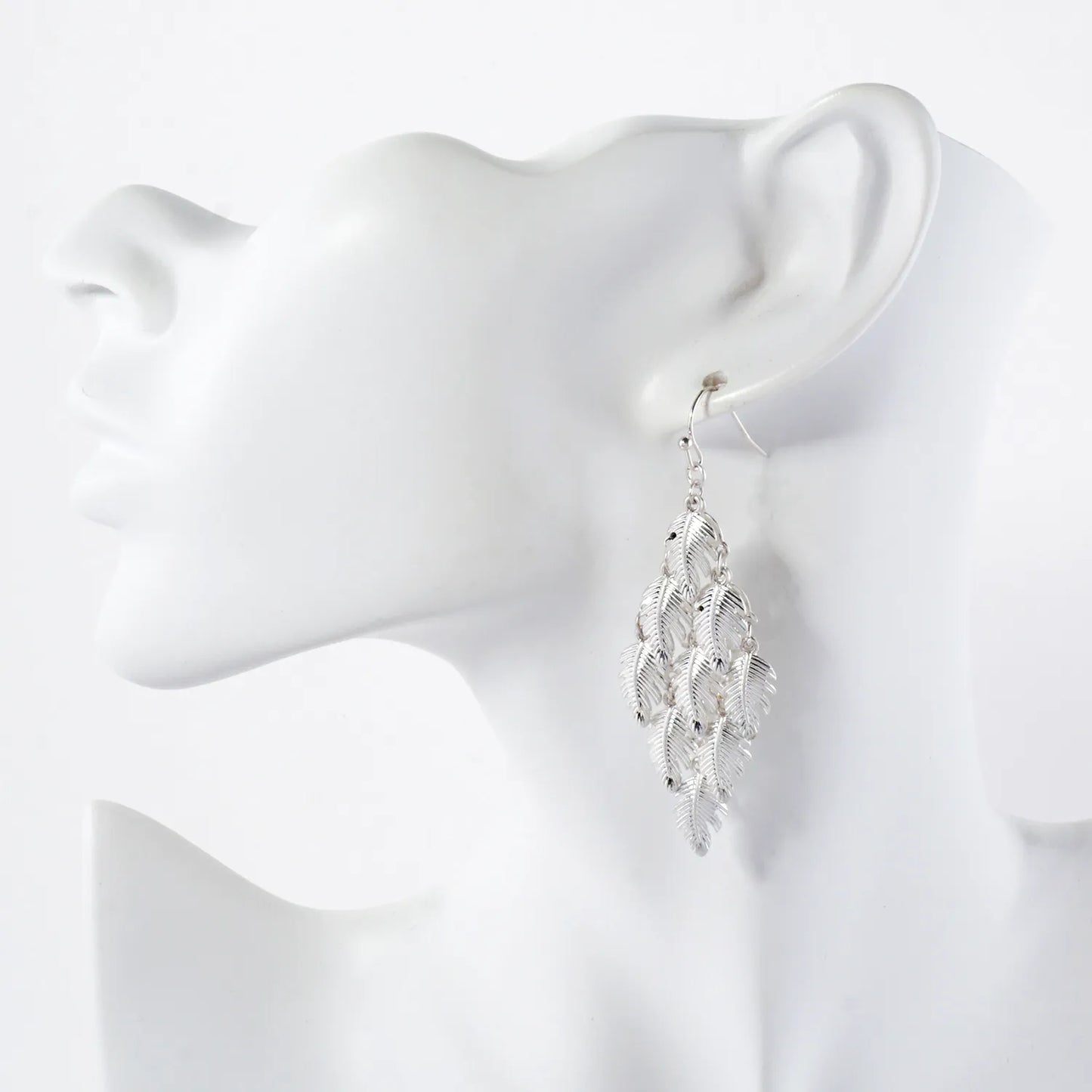 Palm Leaves Cluster Diamond Shape Dangle Earrings