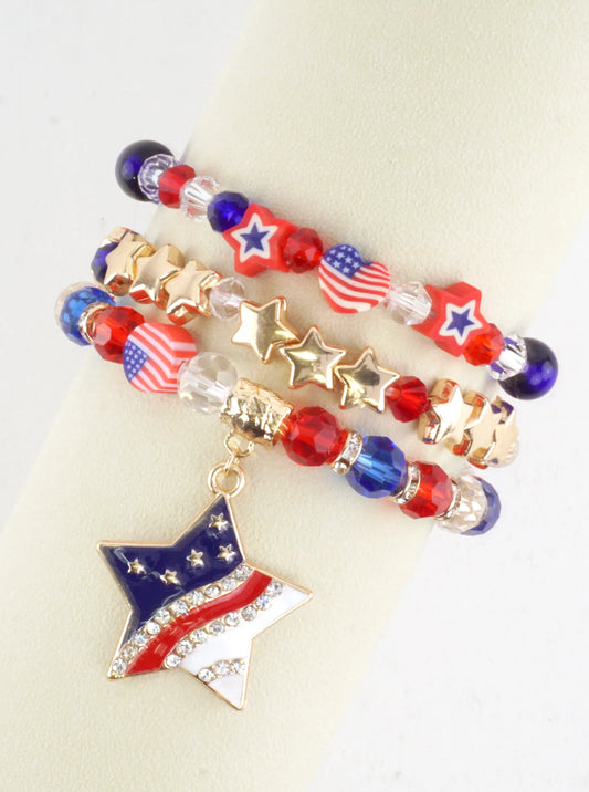 Patriotic Charm Stretch Bracelet Set