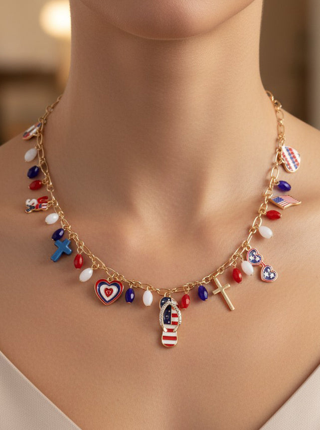 Patriotic Enameled Charm Necklace