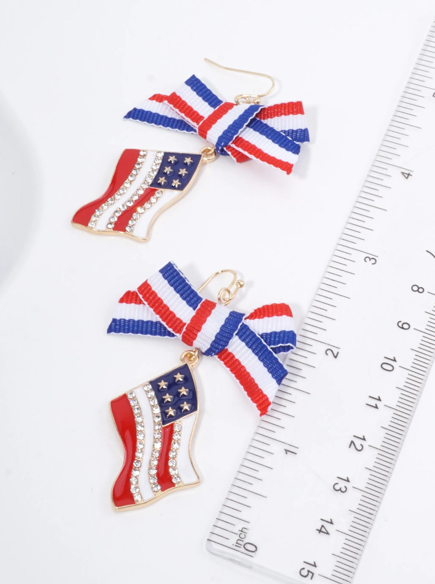 Patriotic Ribbon Flag Drop Dangle Earrings