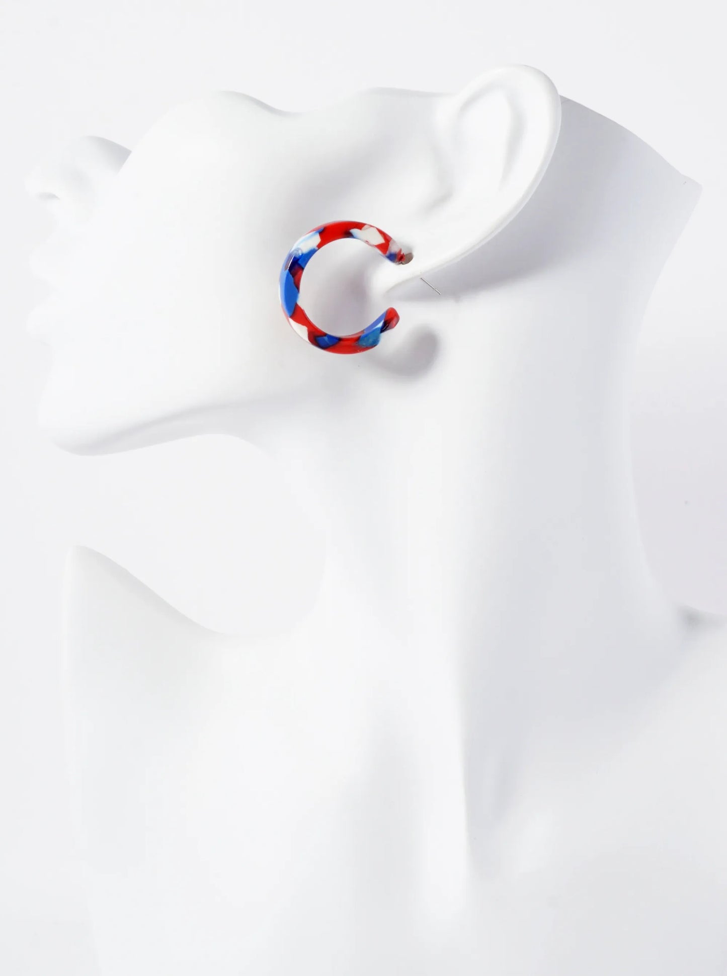Patriotic-Theme 20mm Acetate Open Hoop Earrings