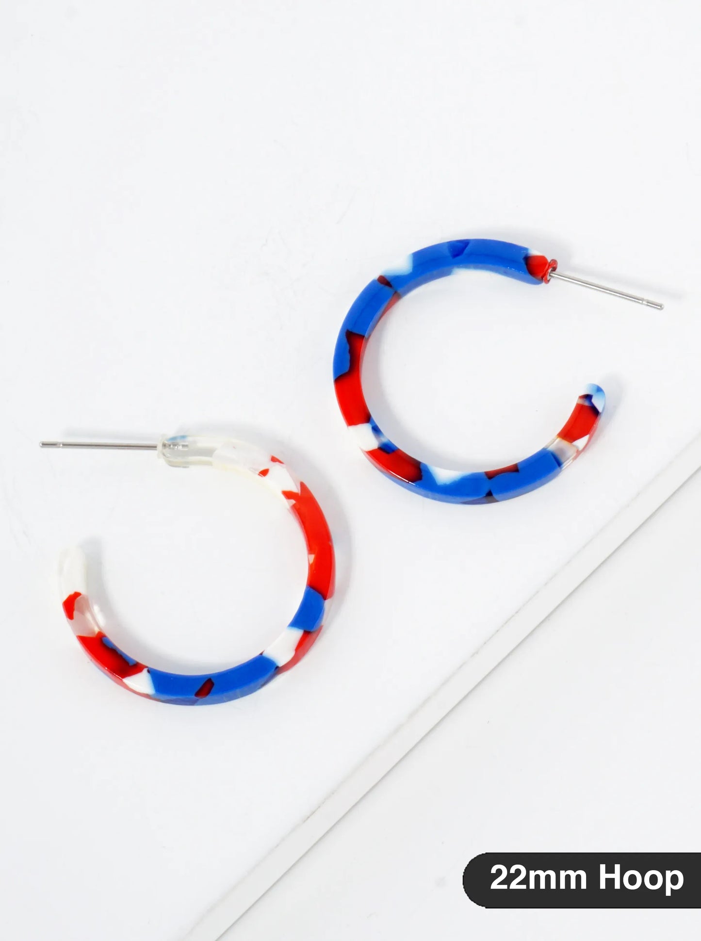Patriotic-Theme 22mm Acetate Hoop Earrings