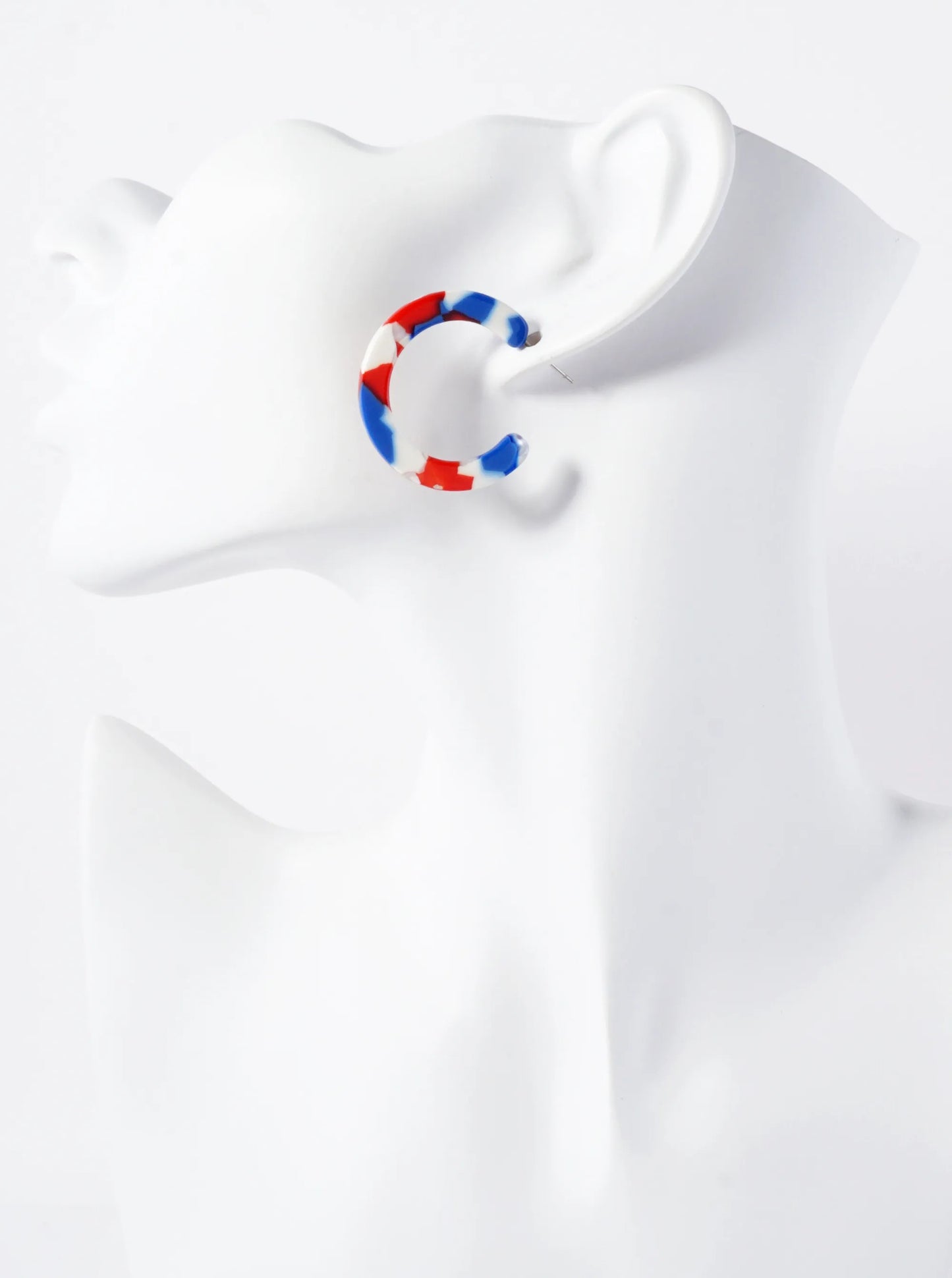 Patriotic-Theme 23mm Acetate Flat Hoop Earrings