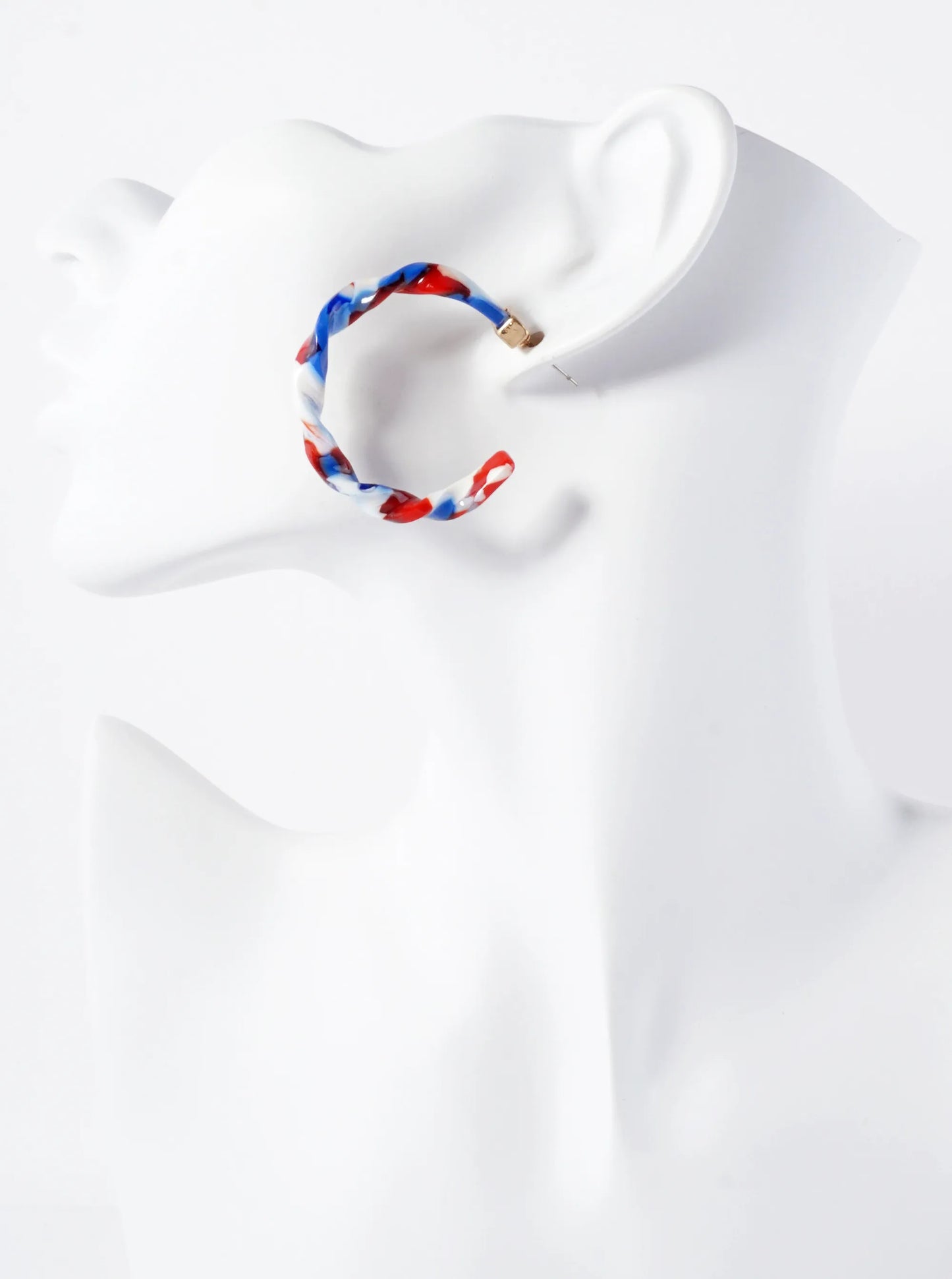 Patriotic-Theme 30mm Twisted Acetate Open Hoop Earrings