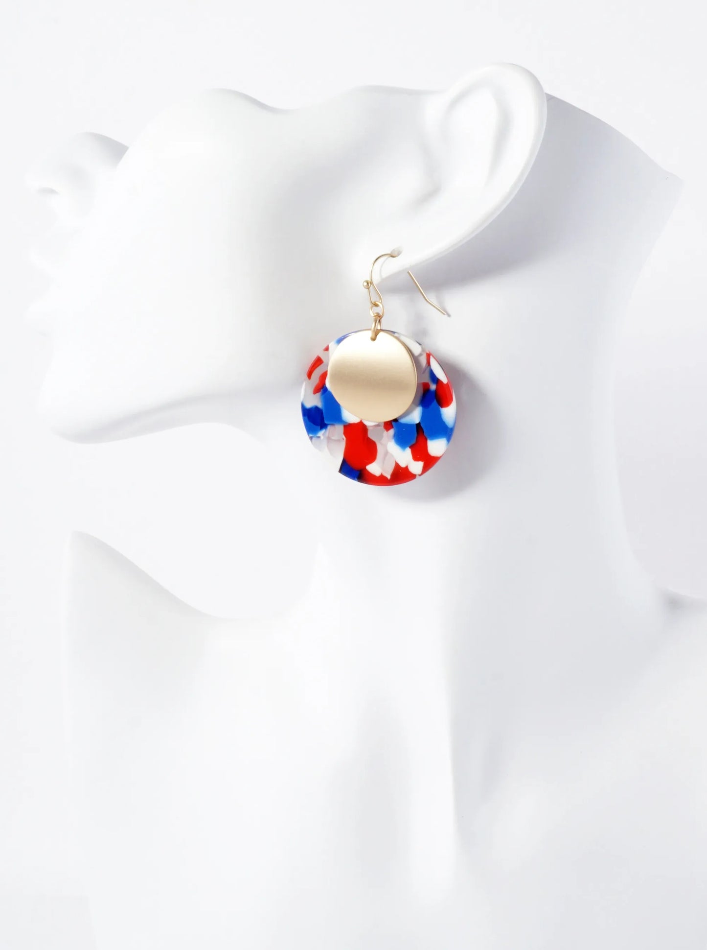 Patriotic-Theme Double Circle Acetate Dangle Earrings