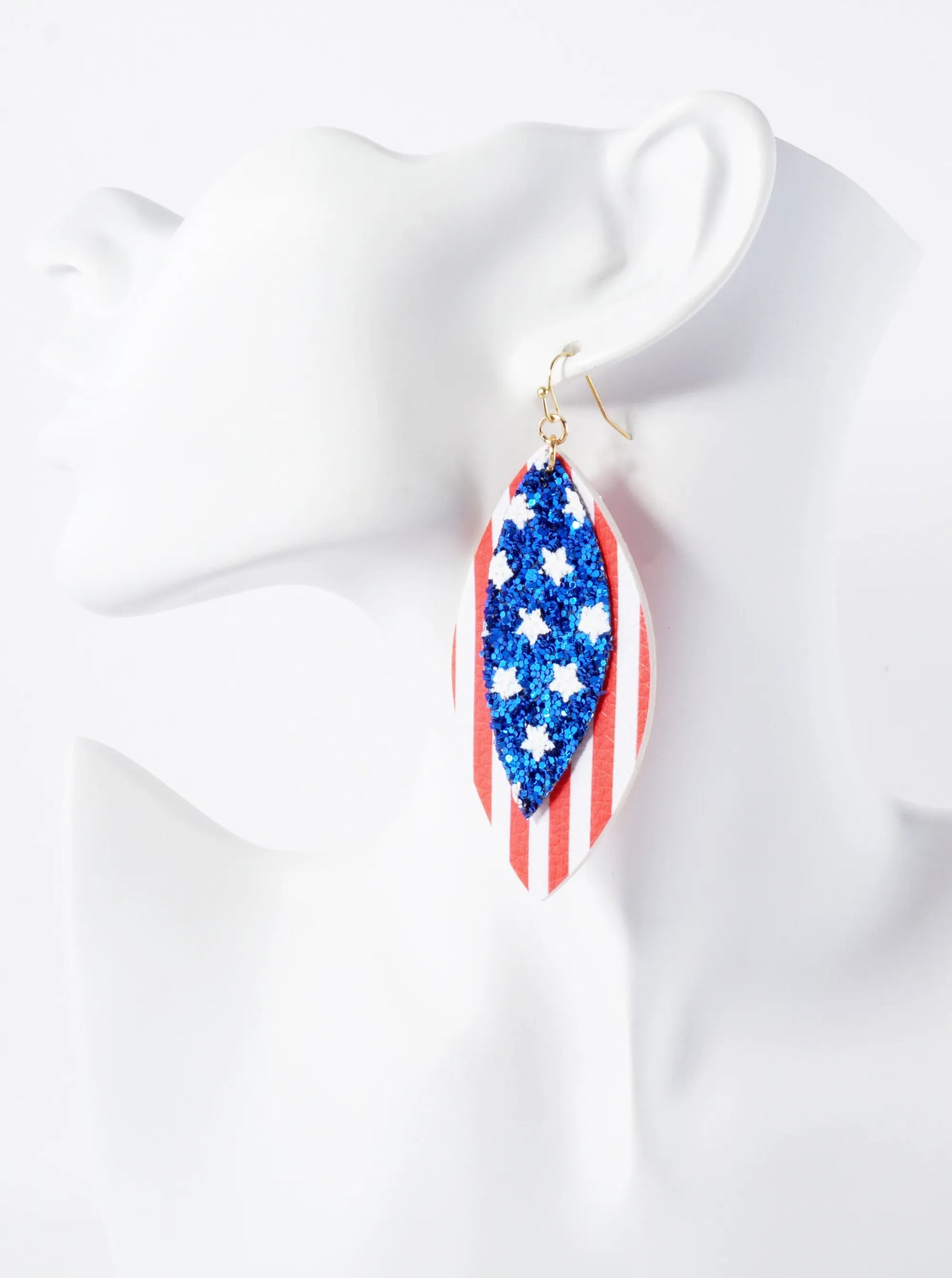 Patriotic-Theme Sparkle Marquise Glitter Drop Earrings