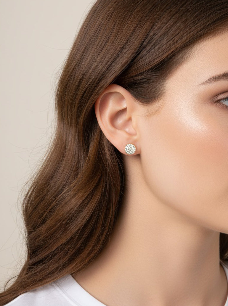 Pavé Rhinestone Round Stud Earrings