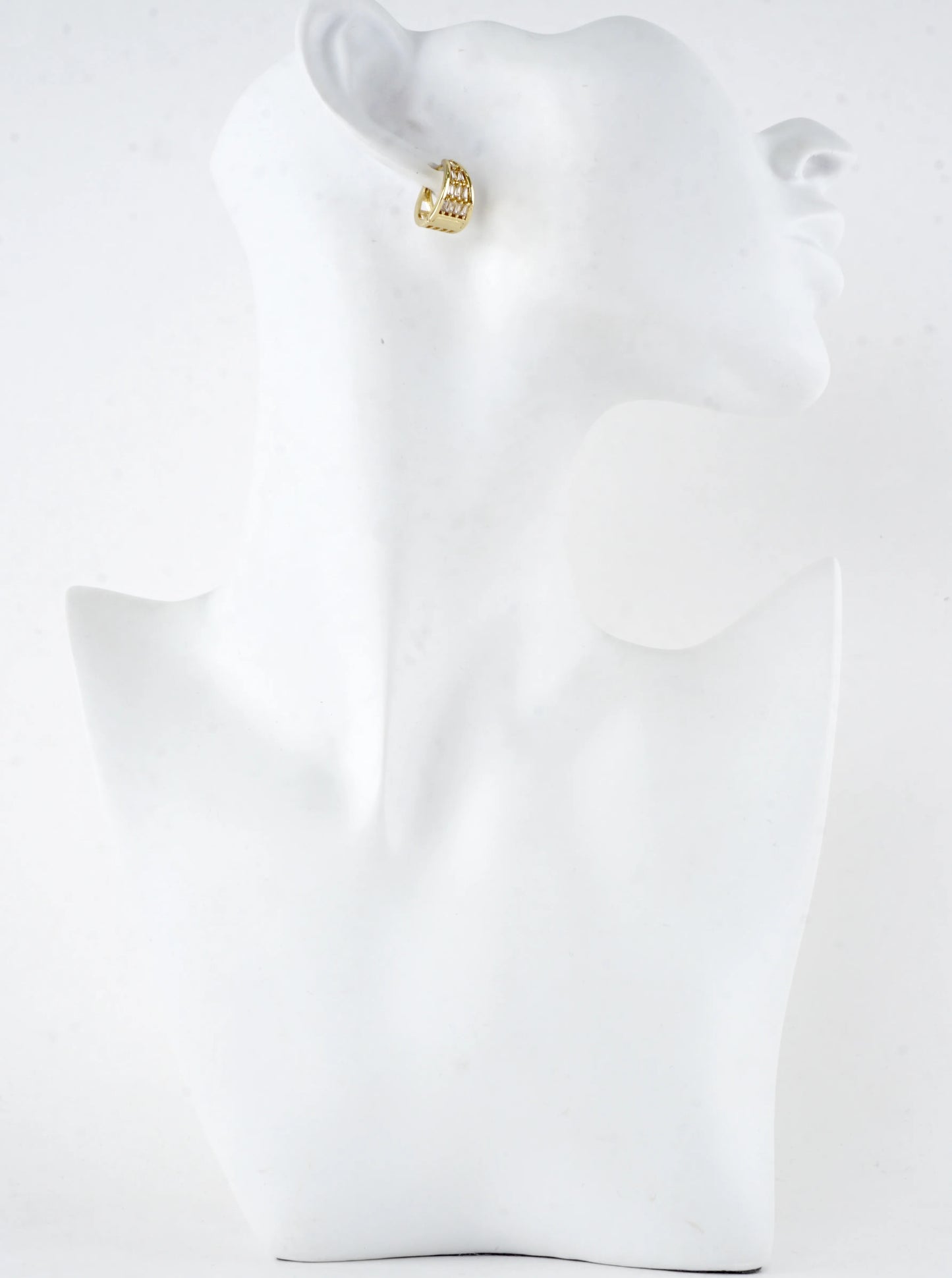 Pave Baguette Crystal Huggie Hoop Earrings