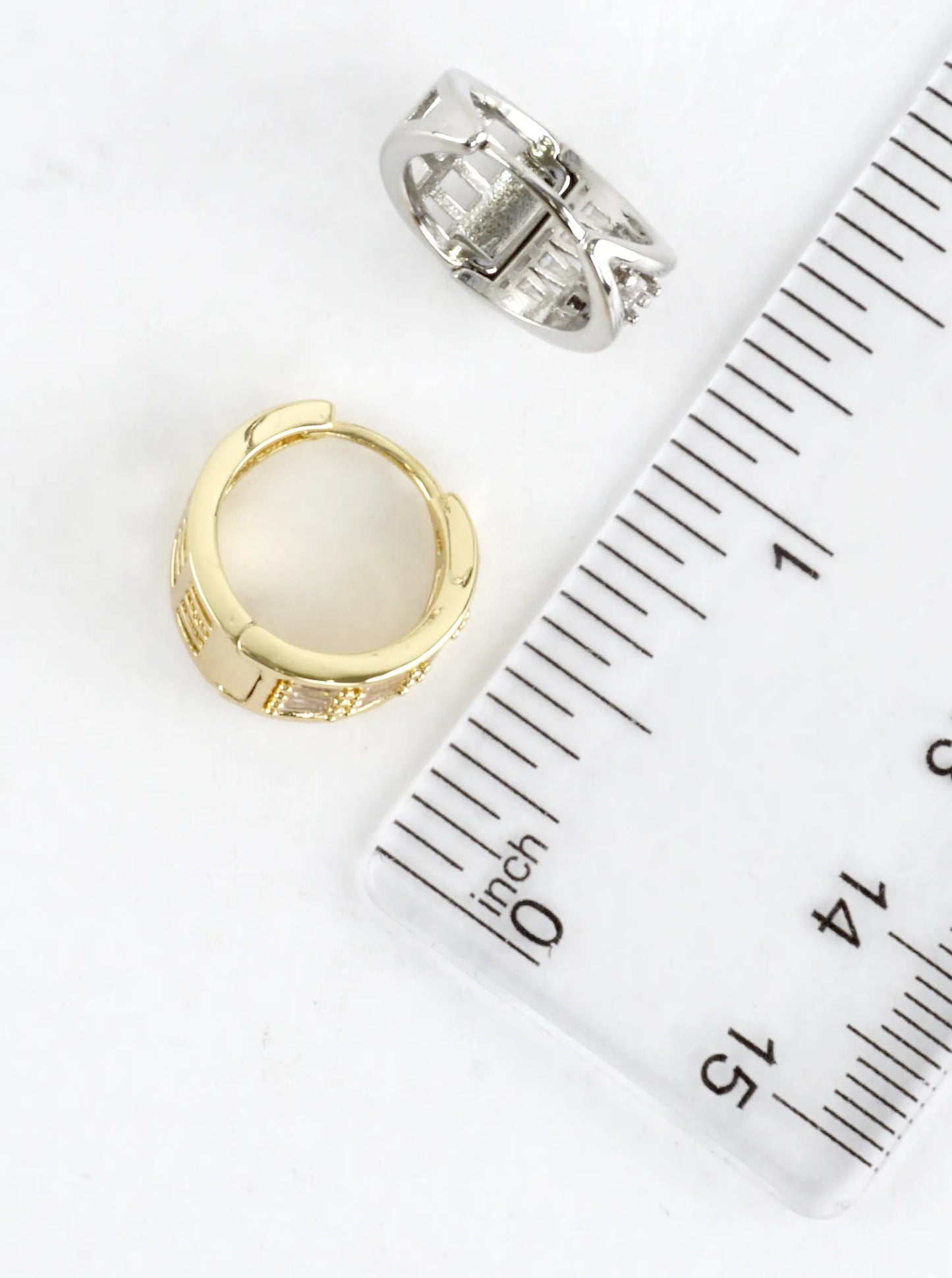 Pave Baguette Crystal Huggie Hoop Earrings