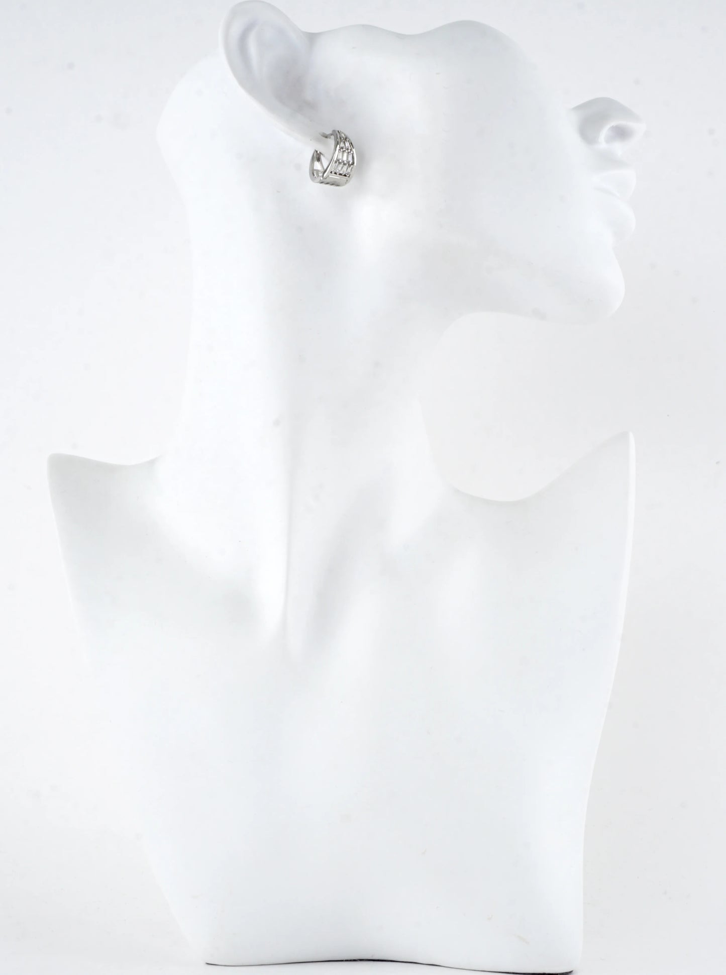 Pave Baguette Crystal Huggie Hoop Earrings