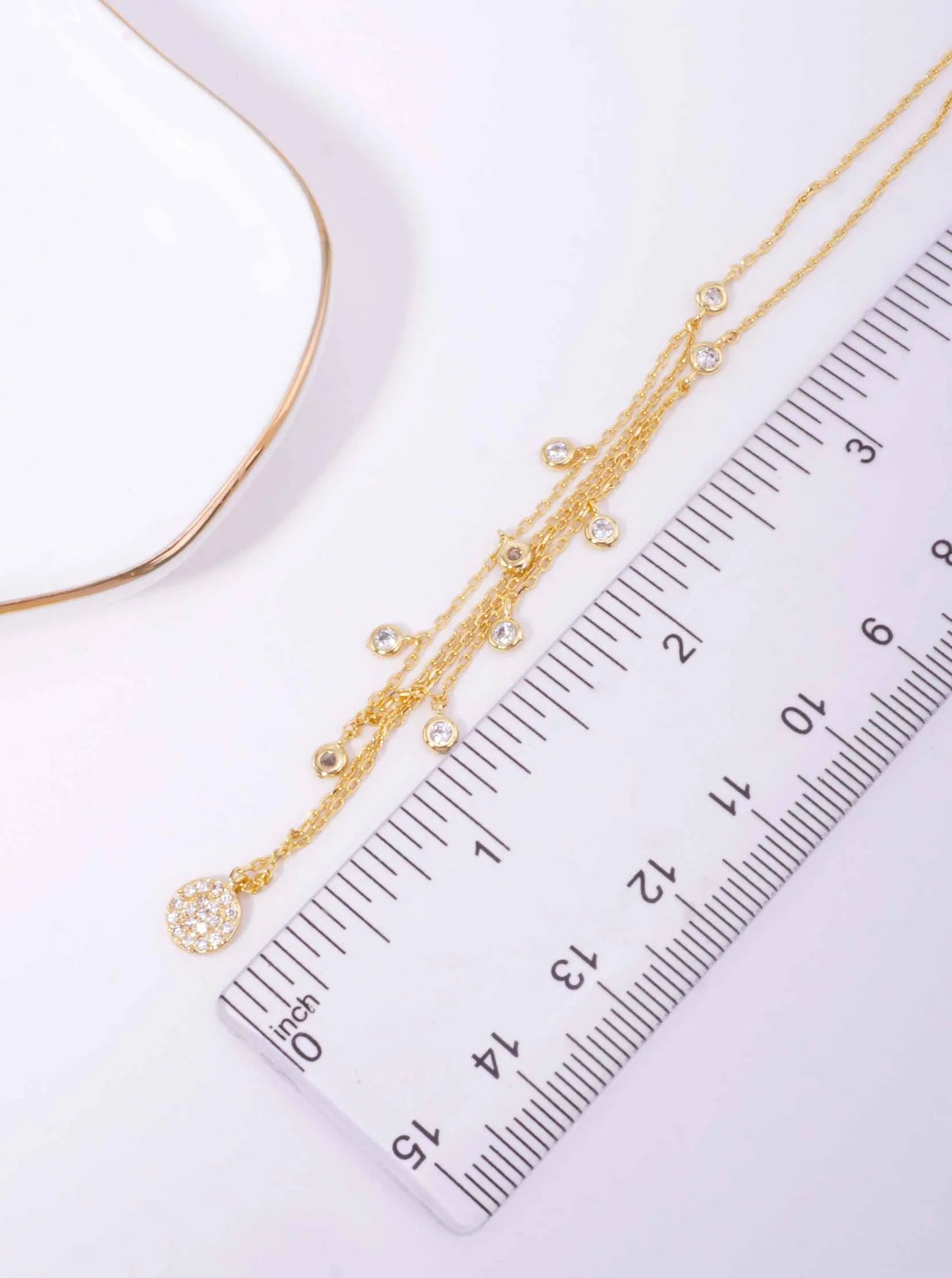 Pave CZ Pendant 18K-Gold-Dipped Layered Necklace