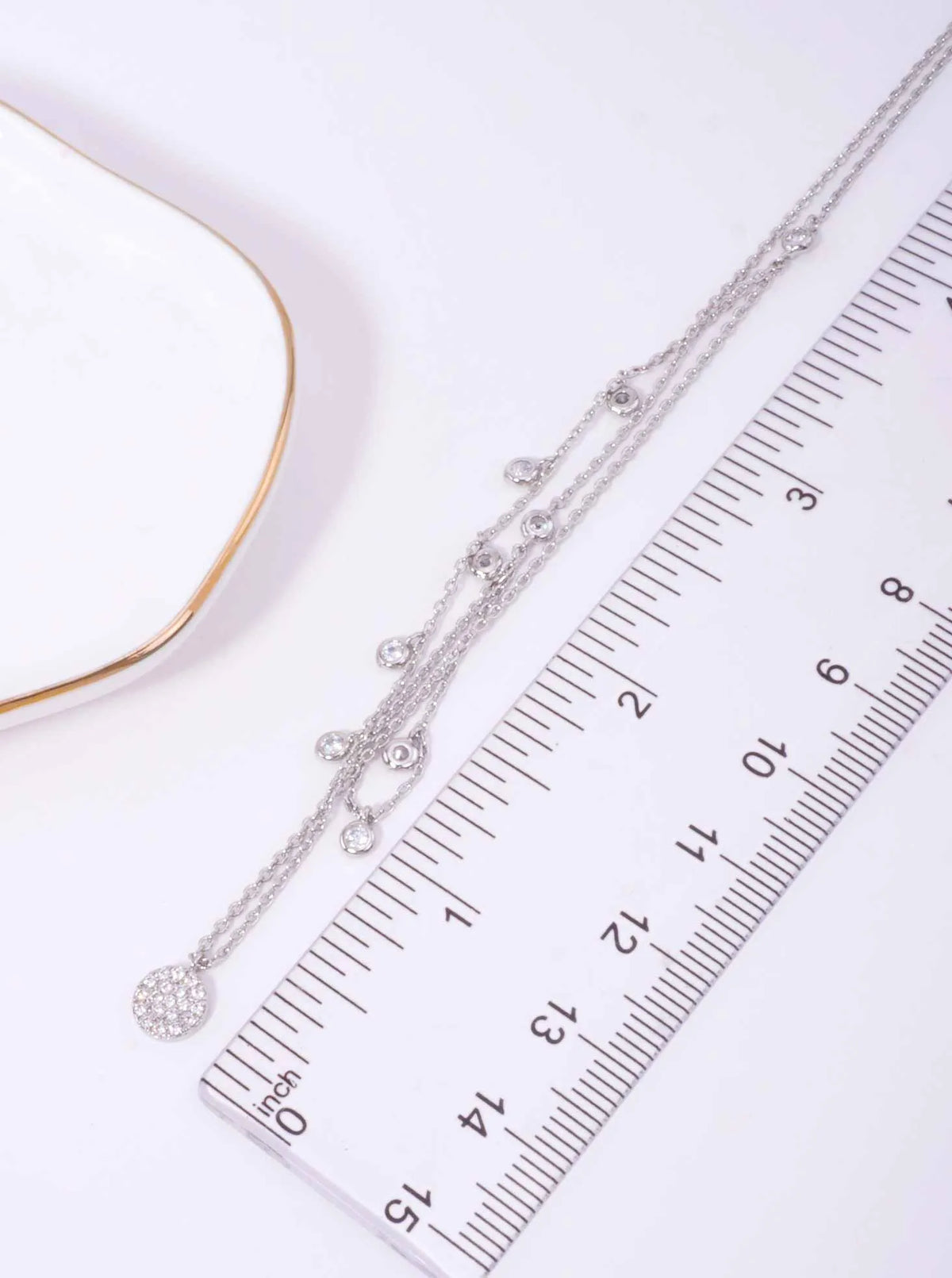 Pave CZ Pendant 18K-Gold-Dipped Layered Necklace